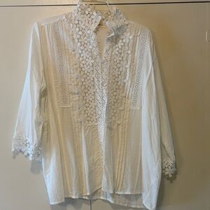 Chic White Lace Women's Blouse